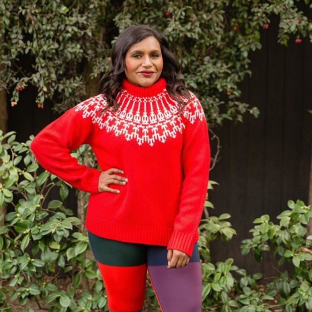 Tory Burch Sport Fair Isle Merino Wool Turtleneck Sweater Size S/M